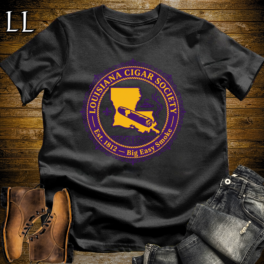 Louisiana Cigar Society Softstyle T Shirt Black | Cigar Lover Gift Tee