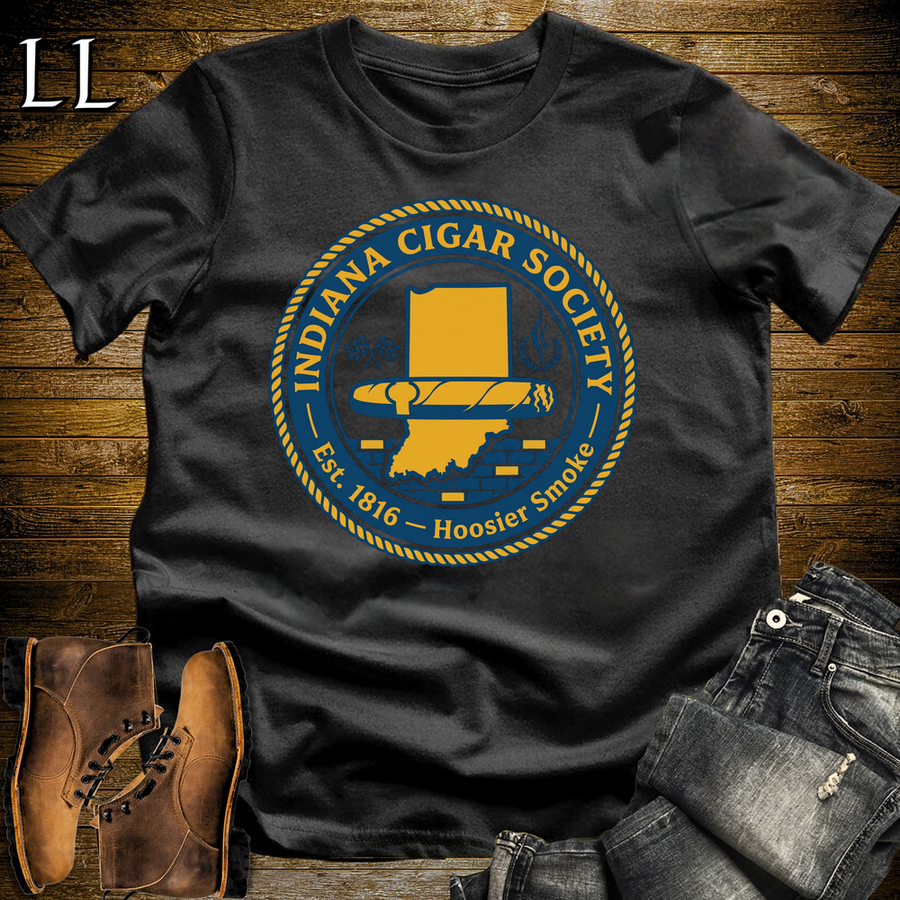 Indiana Cigar Society Softstyle T Shirt Black | Cigar Lover Gift Tee
