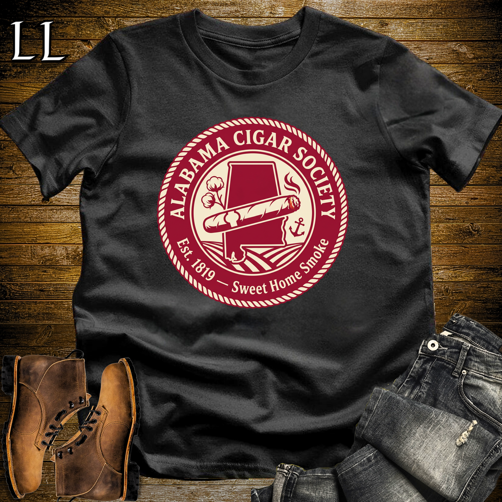 Alabama Cigar Society Softstyle T Shirt Black | Cigar Lover Gift Tee