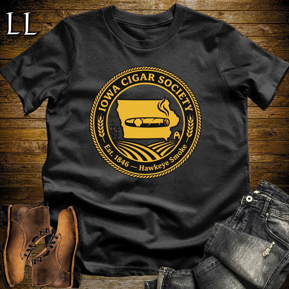 Iowa Cigar Society Softstyle T Shirt Black | Cigar Lover Gift Tee