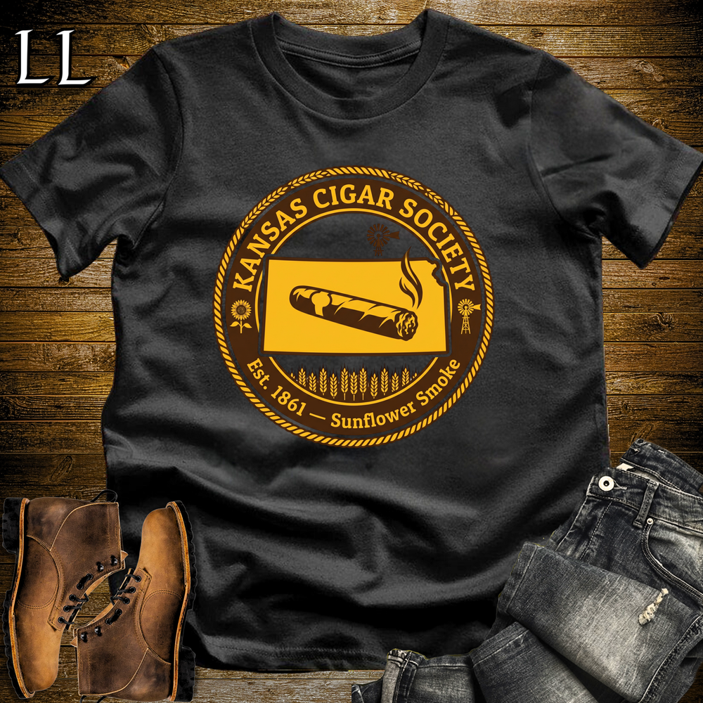 Kansas Cigar Society Softstyle T Shirt Black | Cigar Lover Gift Tee