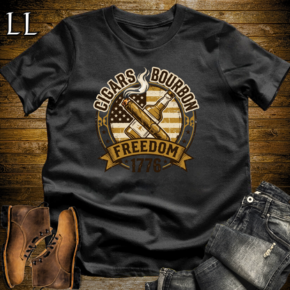 Cigars Bourbon Freedom 1776 Softstyle T Shirt Black | Cigars Bourbon Freedom Tee