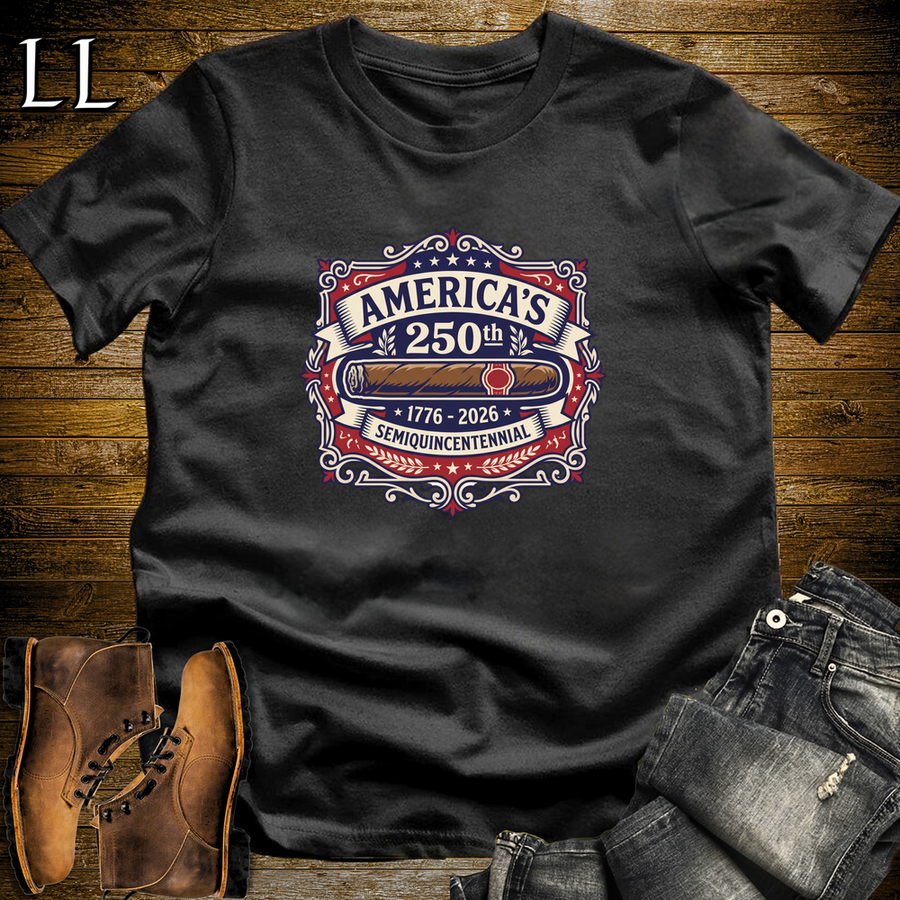 Americas 250 Cigar Flag Softstyle T Shirt Black | America 250 Cigar Flag Tee