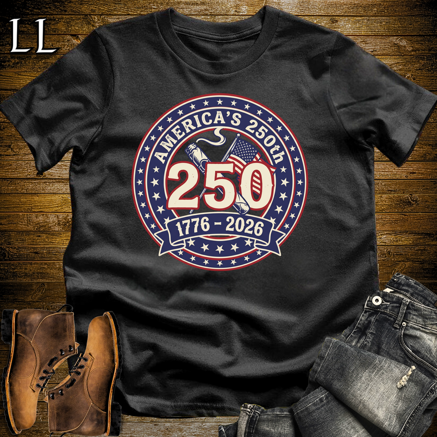 Americas 250 Cigar Badge Softstyle T Shirt Black | America 250 Cigar Tee