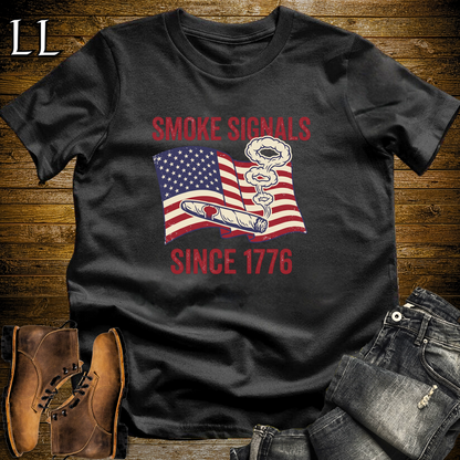 Cigar Smoke Signals Since 1776 Softstyle T Shirt Black | Patriotic 1776 Cigar Tee