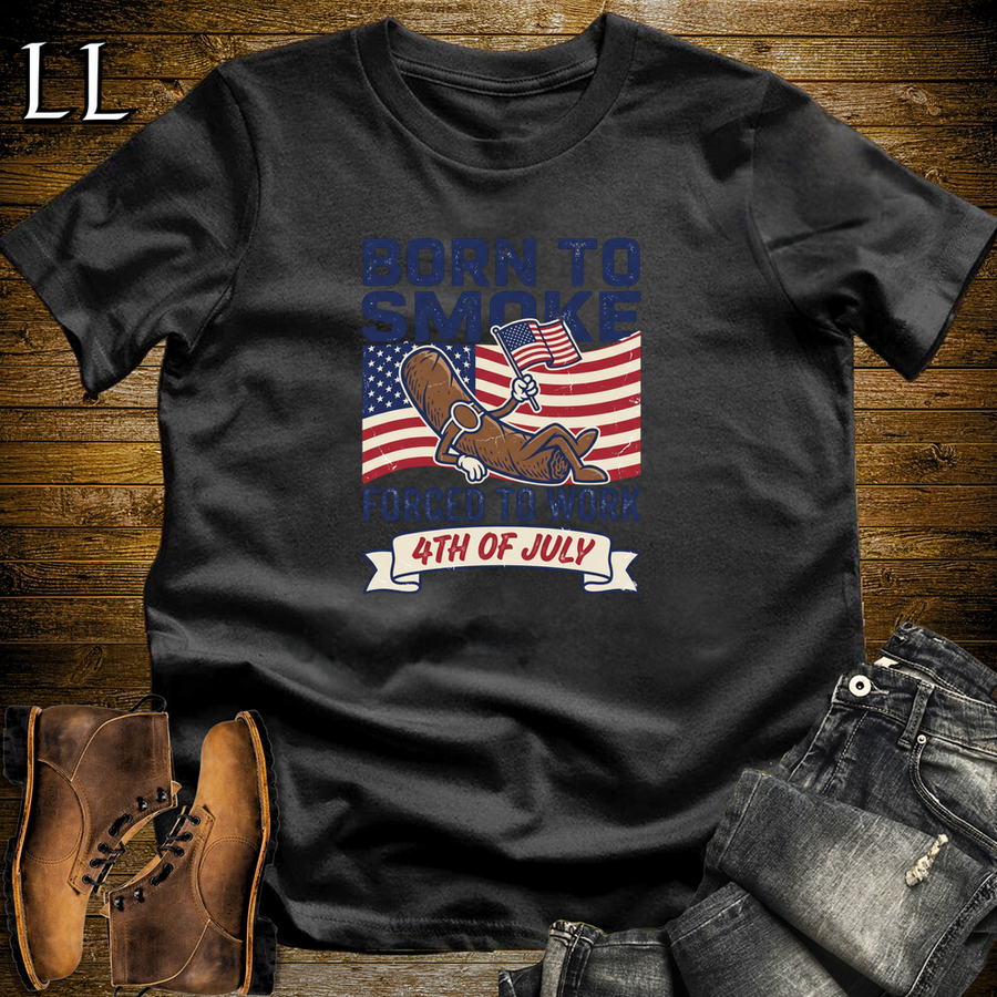 Born To Smoke Forced To Work Softstyle T Shirt Black | Funny Cigar Work Tee