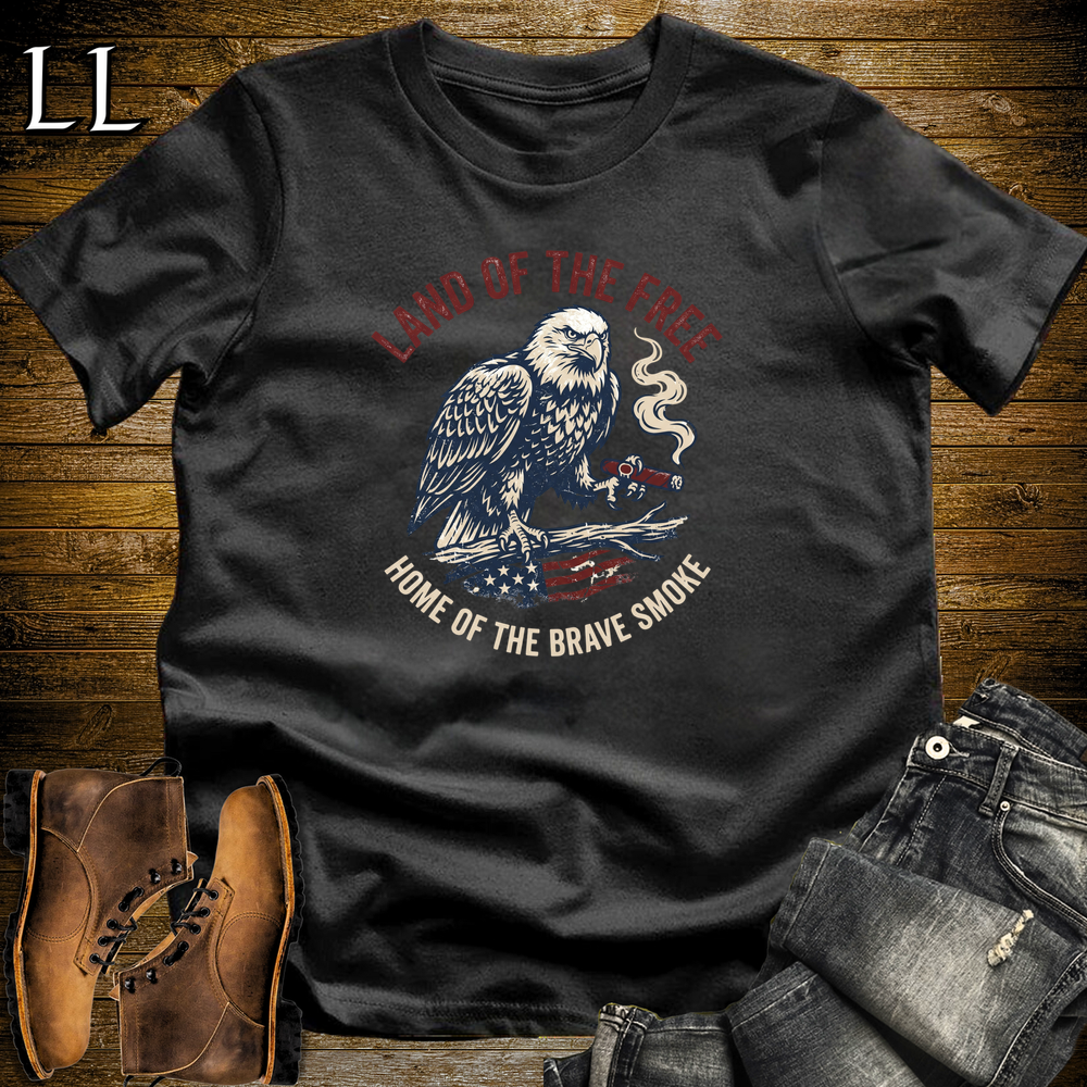 Land Of The Free Home Of The Brave Cigars Softstyle T Shirt Black | Patriotic USA Cigar Tee