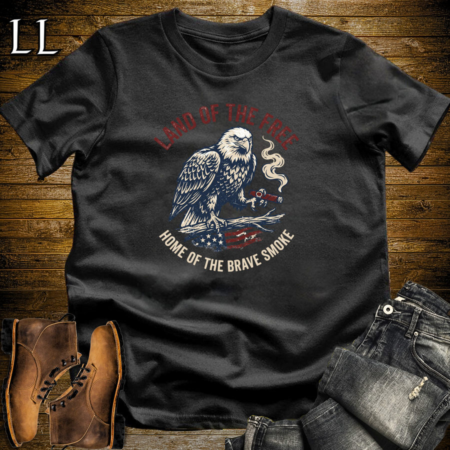 Land Of The Free Home Of The Brave Cigars Softstyle T Shirt Black | Patriotic USA Cigar Tee