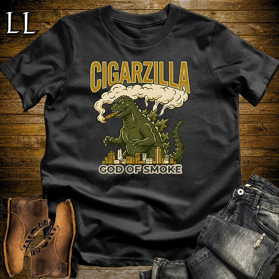 Cigarzilla Softstyle T Shirt Black | Funny Cigar Monster Tee