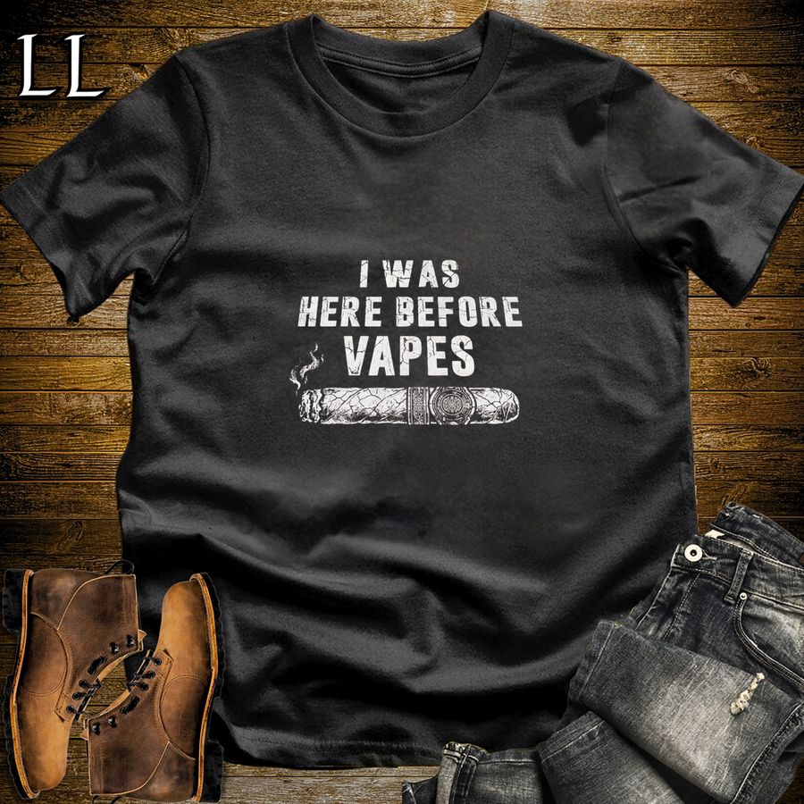 Cigar Was Here Before Vapes Softstyle T Shirt Black | Funny Cigar Tee