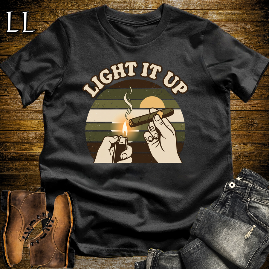 Light It Up Cigar Softstyle T Shirt Black | Cigar Lover Tee