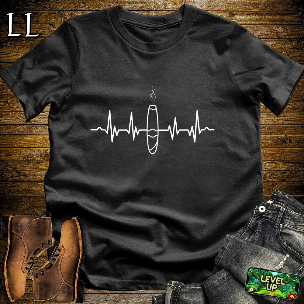 Cigar Heartbeat Softstyle T Shirt Black | Cigar Lover Heartbeat Tee