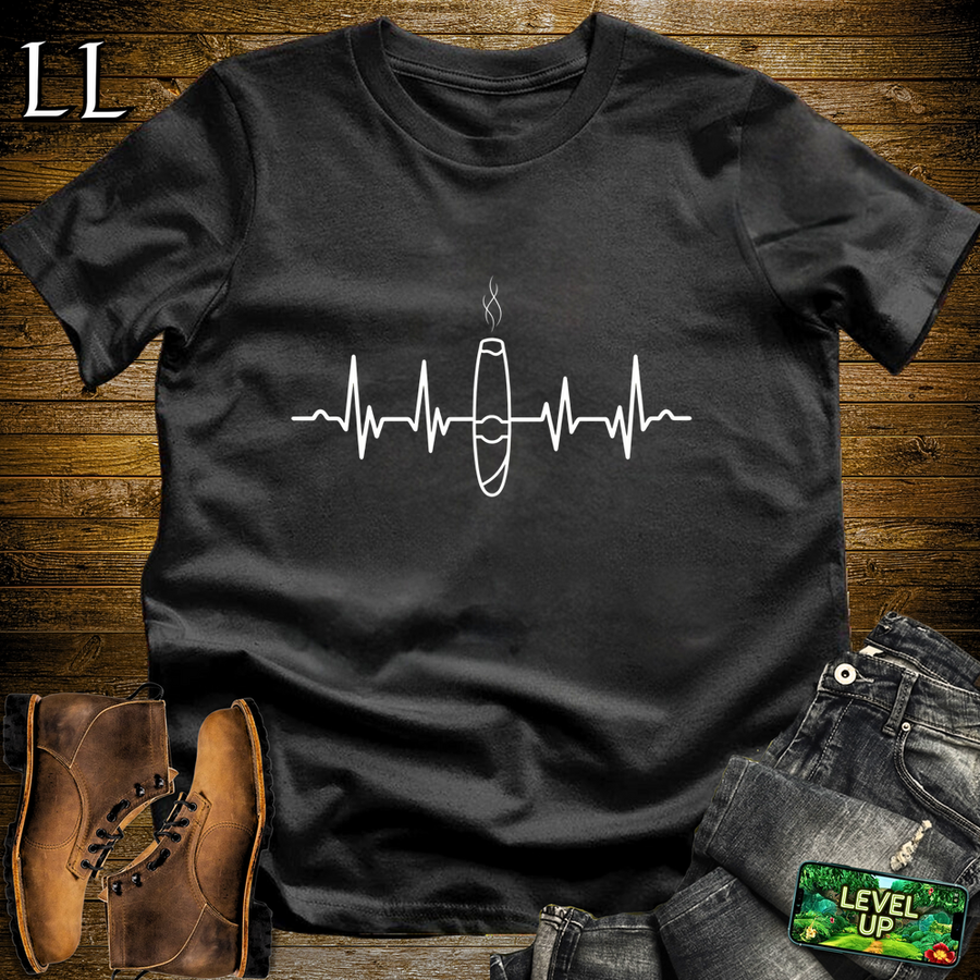 Cigar Heartbeat Softstyle T Shirt Black | Cigar Lover Heartbeat Tee