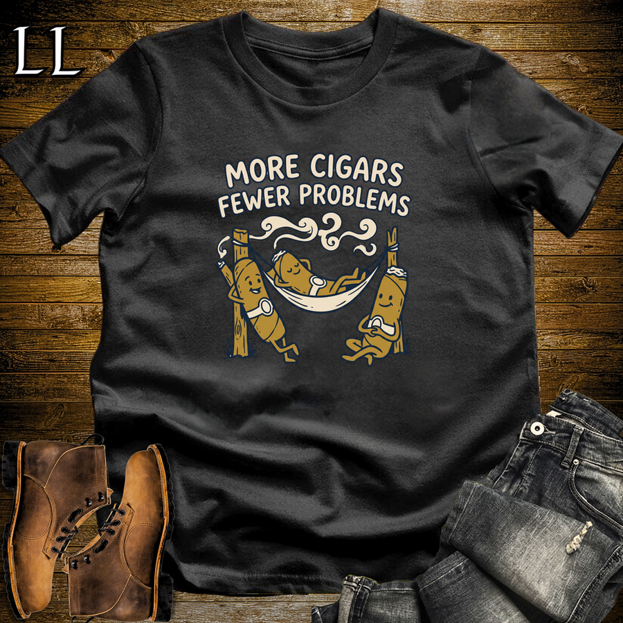 More Cigars Fewer Problems Softstyle T Shirt Black | Funny Cigar Tee