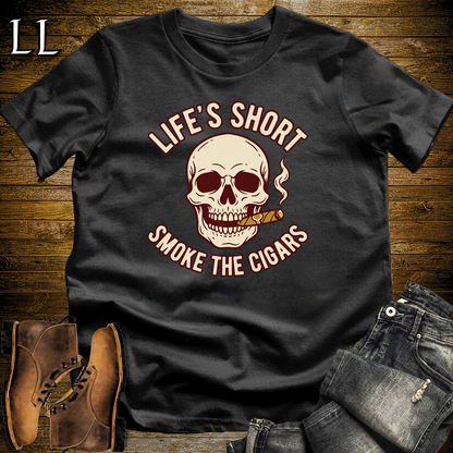 Lifes Short Smoke The Cigars Softstyle T Shirt Black | Cigar Lover Tee