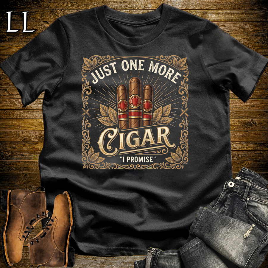 Just One More Cigar Softstyle T Shirt Black | Funny Cigar Tee