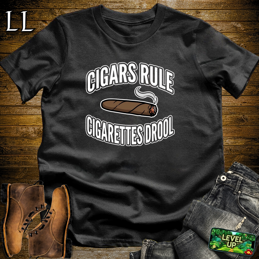 Cigars Rules Cigs Drool Softstyle T Shirt Black | Funny Cigar Tee