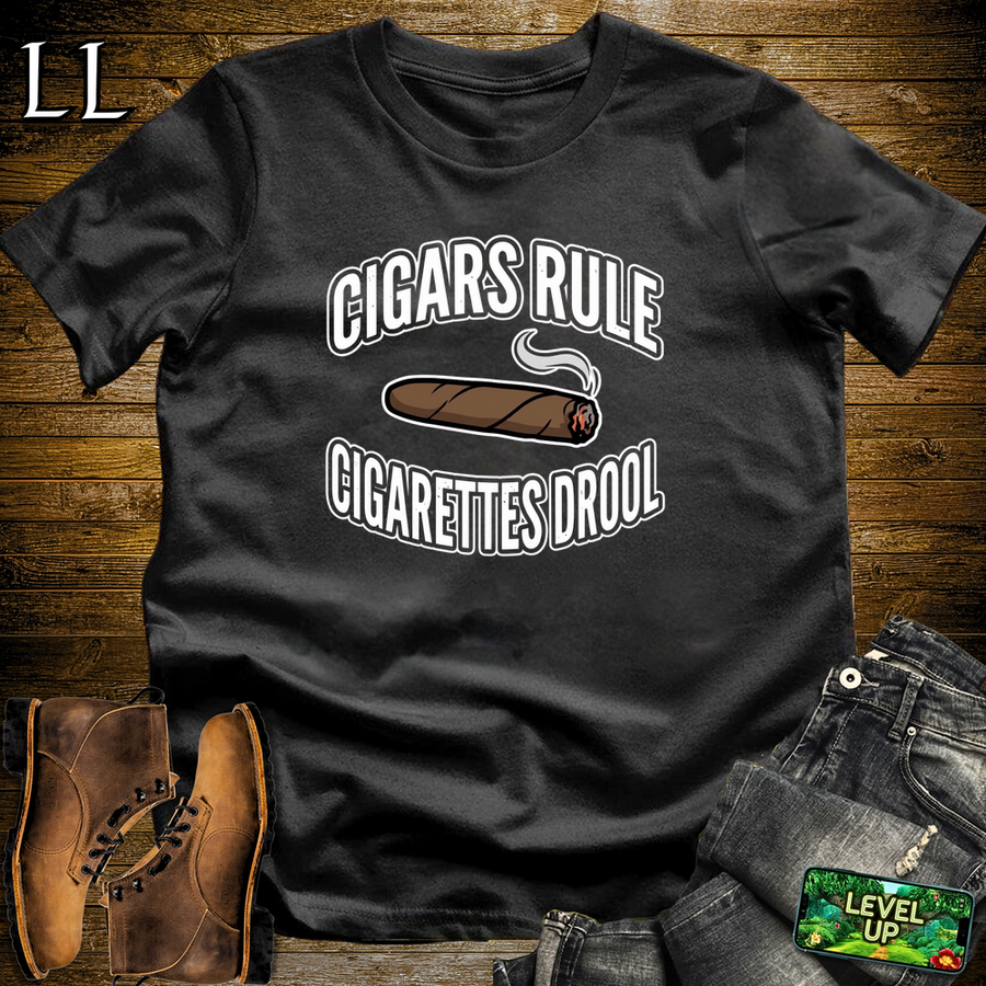 Cigars Rules Cigs Drool Softstyle T Shirt Black | Funny Cigar Tee