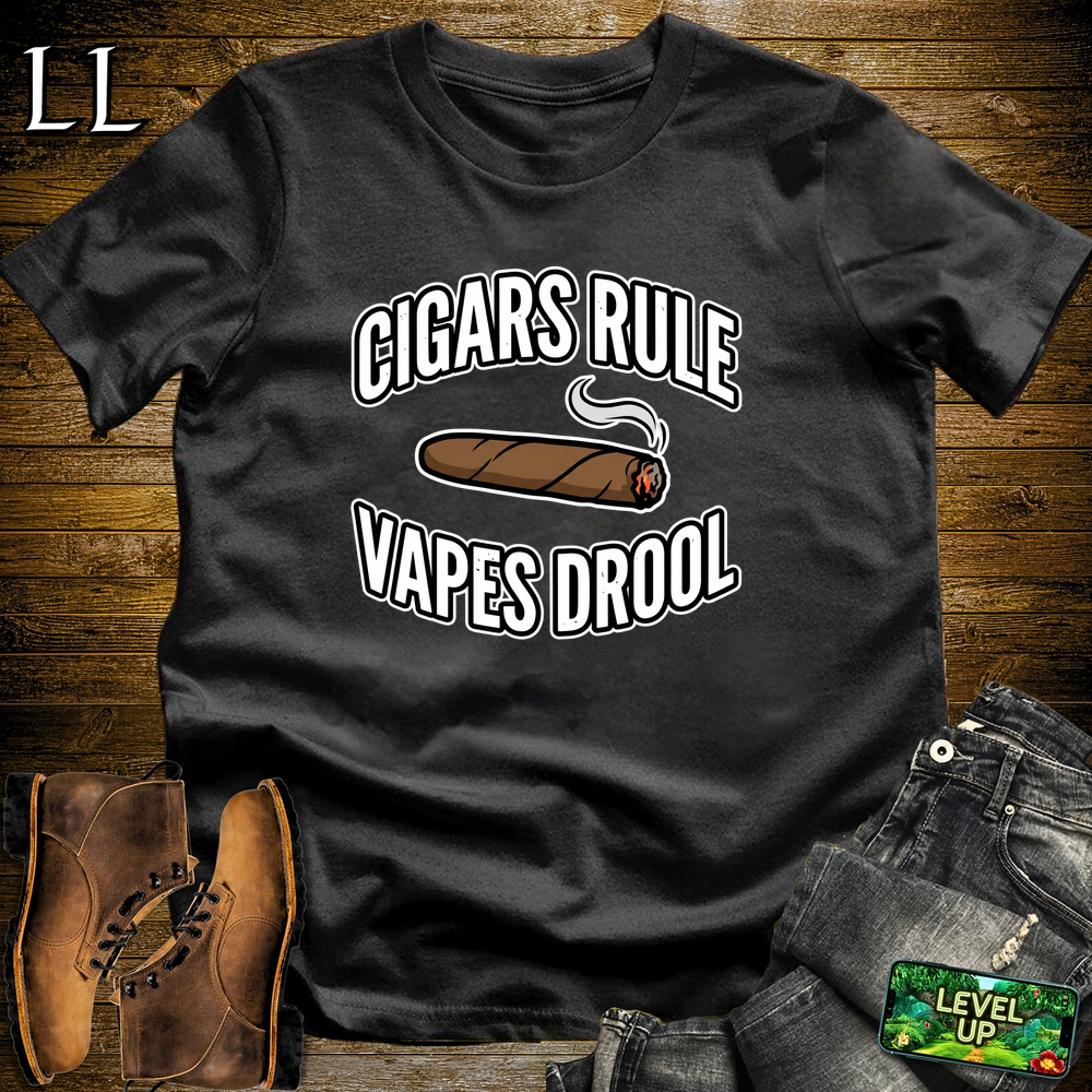 Cigars Rule Vapes Drool Softstyle T Shirt Black | Funny Cigar Tee