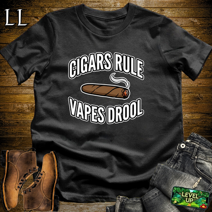 Cigars Rule Vapes Drool Softstyle T Shirt Black | Funny Cigar Tee