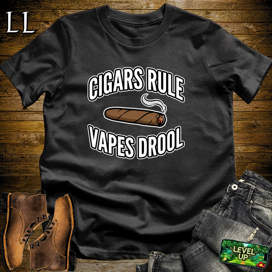 Cigars Rule Vapes Drool Softstyle T Shirt Black | Funny Cigar Tee