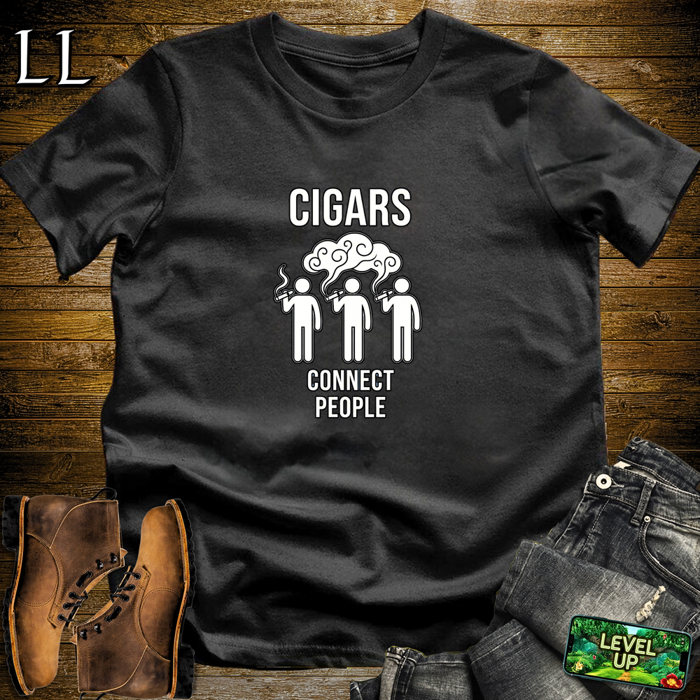 Cigars Connect People Softstyle T Shirt Black | Cigar Lover Tee