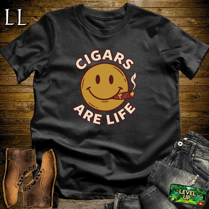 Cigars Are Life Smiley Softstyle T Shirt Black | Cigar Lover Tee