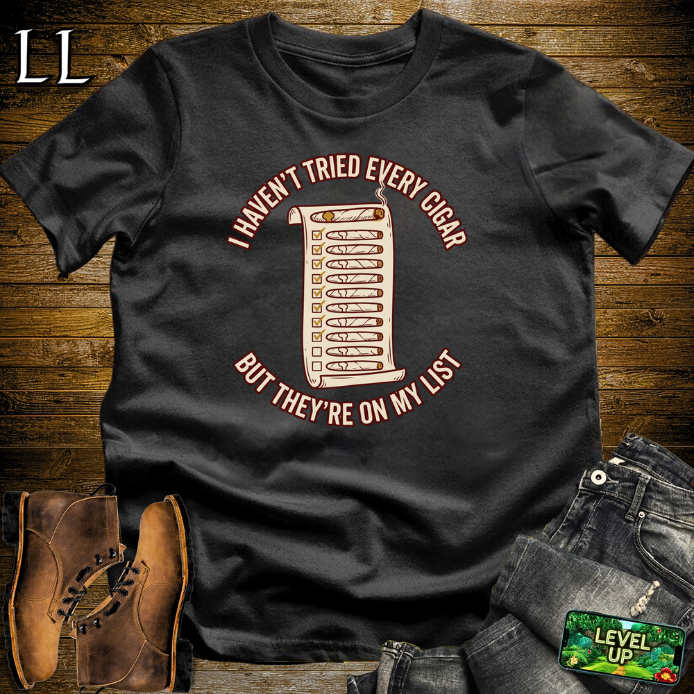Try Every Cigar List Softstyle T Shirt Black | Cigar Lover Tee
