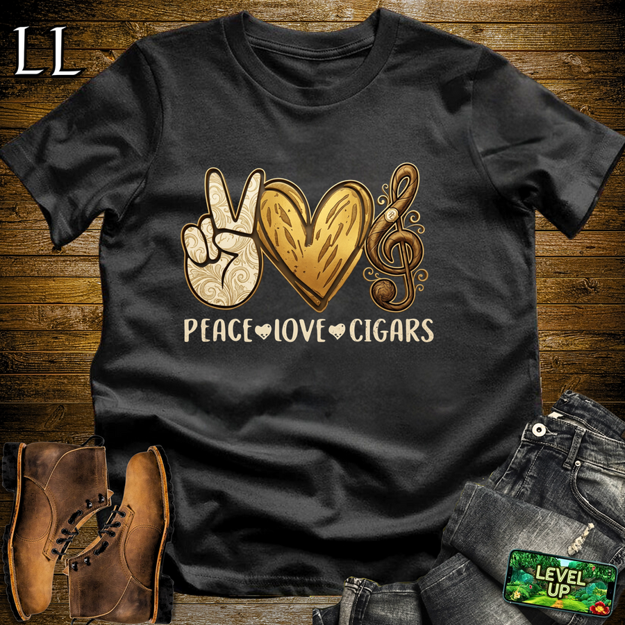 Peace Love Cigars Softstyle T Shirt Black | Cigar Lover Tee