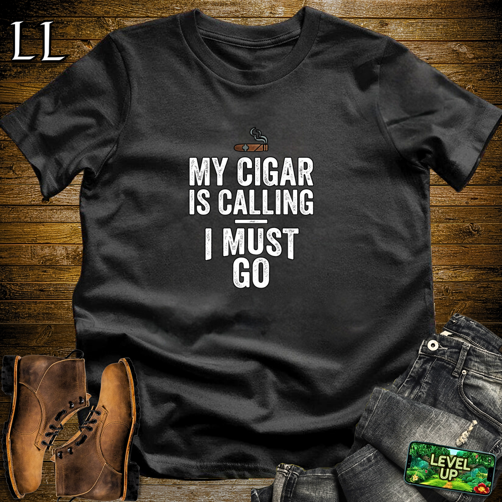 My Cigar Is Calling I Must Go Softstyle T Shirt Black | Funny Cigar Tee