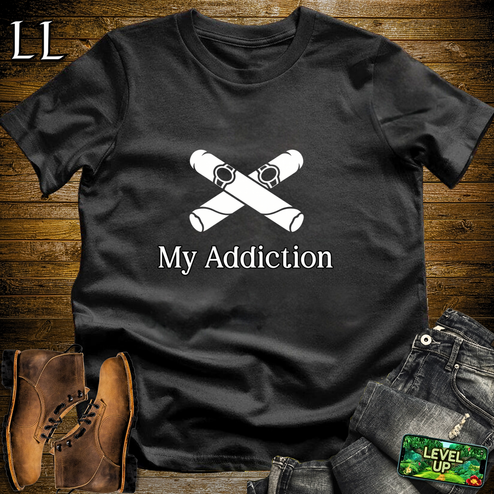 My Addiction Cigars Softstyle T Shirt Black | Funny Cigar Tee