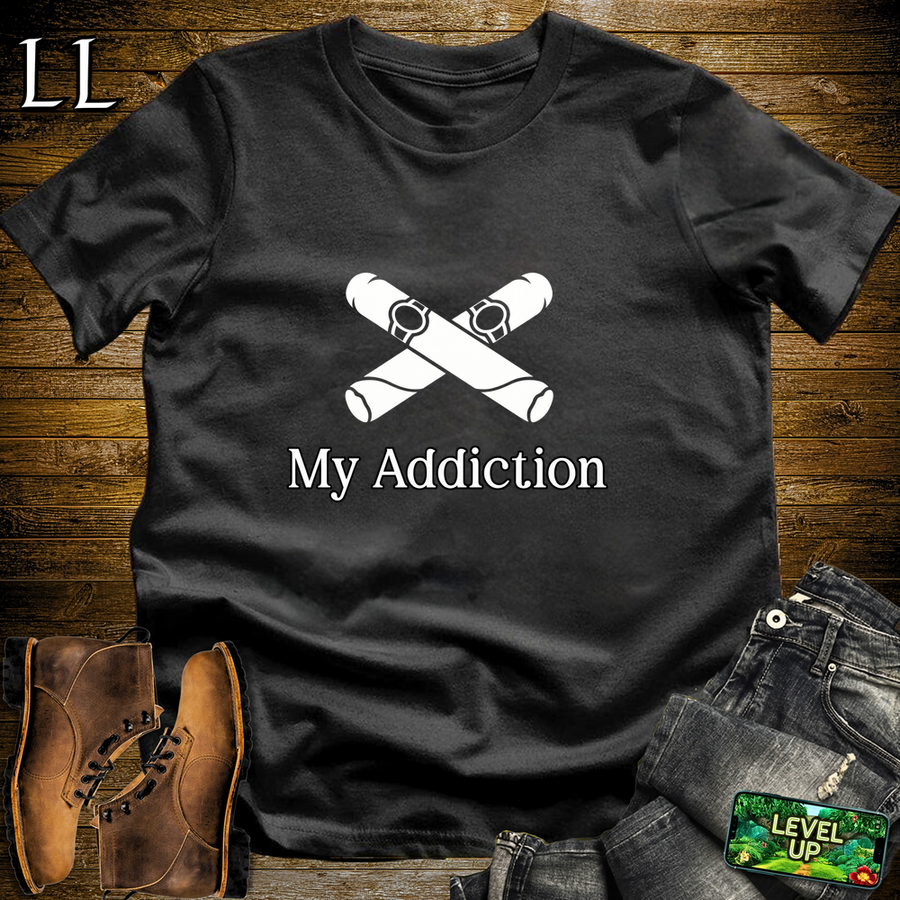 My Addiction Cigars Softstyle T Shirt Black | Funny Cigar Tee