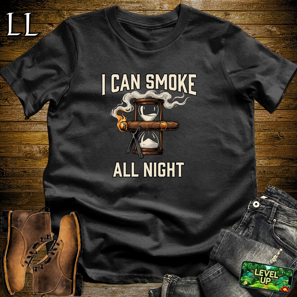 I Can Smoke All Night Softstyle T Shirt Black | Funny Cigar Tee