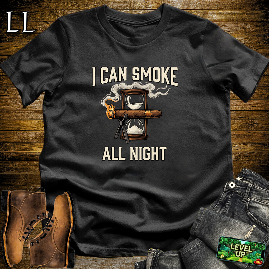 I Can Smoke All Night Softstyle T Shirt Black | Funny Cigar Tee