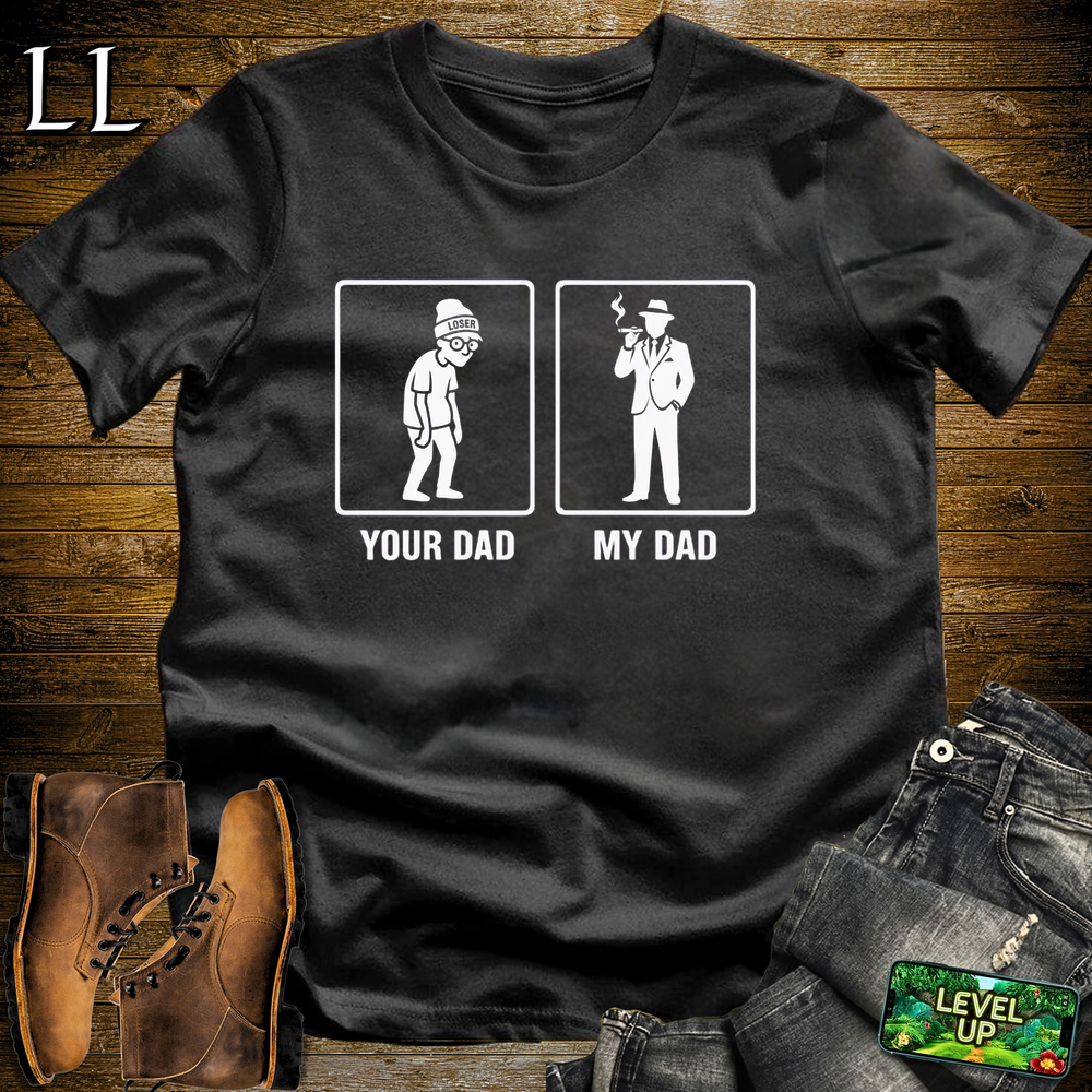 Your Dad Vs My Dad Cigars Softstyle T Shirt Black | Funny Cigar Dad Tee