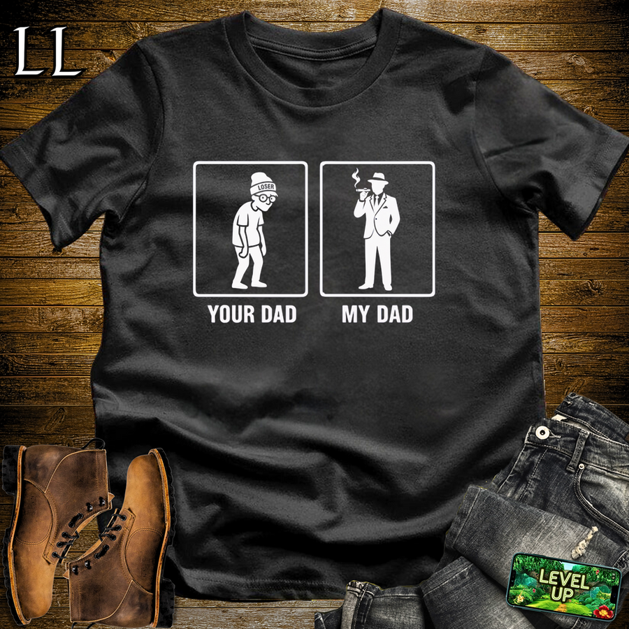 Your Dad Vs My Dad Cigars Softstyle T Shirt Black | Funny Cigar Dad Tee