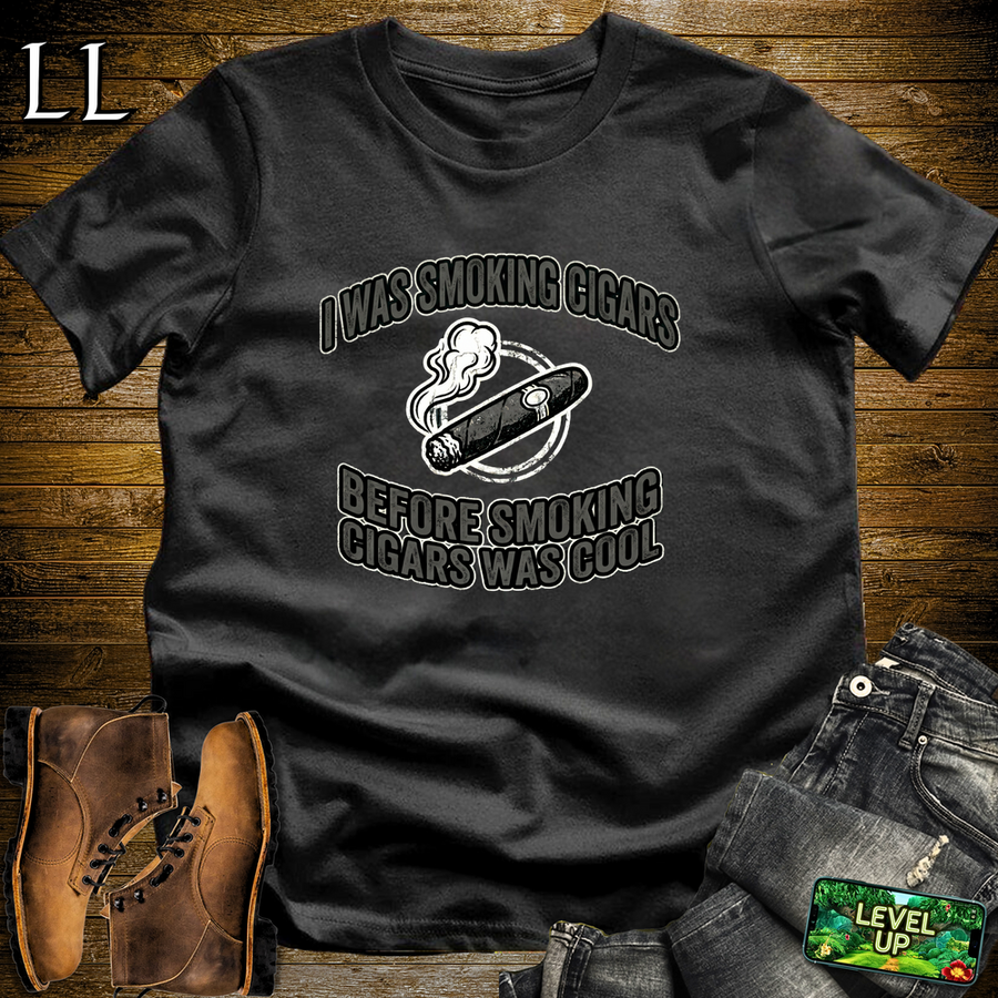 Smoking Cigars Before It Was Cool Softstyle T Shirt Black | Funny Cigar Tee