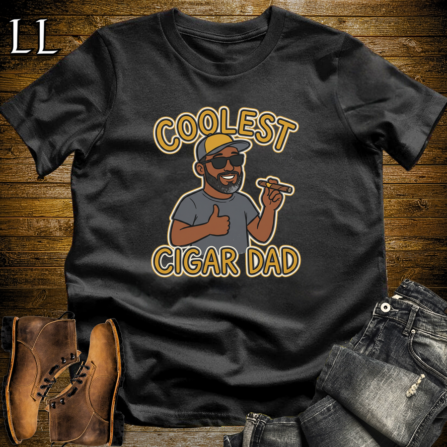 Coolest Cigar Dad Softstyle T Shirt Black | Cigar Dad Gift Tee