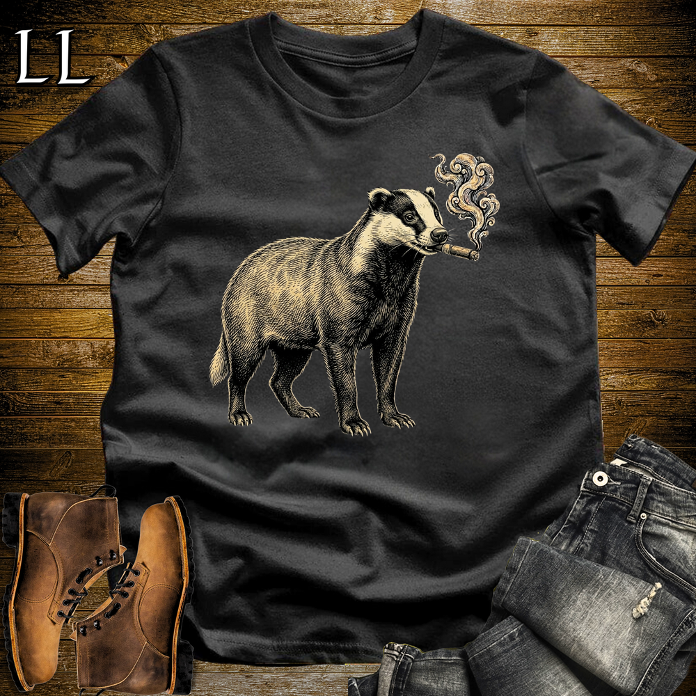 Vintage Cigar Badger Softstyle T Shirt Black | Cigar Badger Tee
