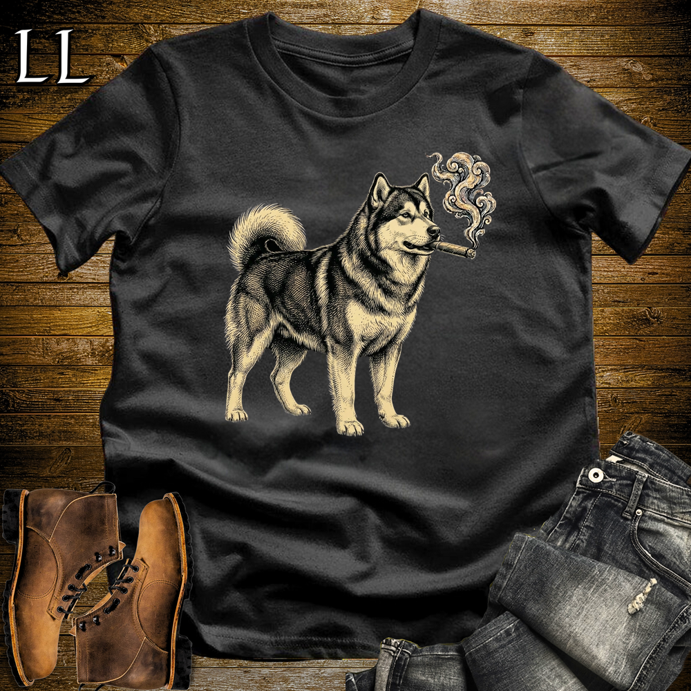 Vintage Cigar Alaskan Malamute Softstyle T Shirt Black | Cigar Alaskan Malamute Tee