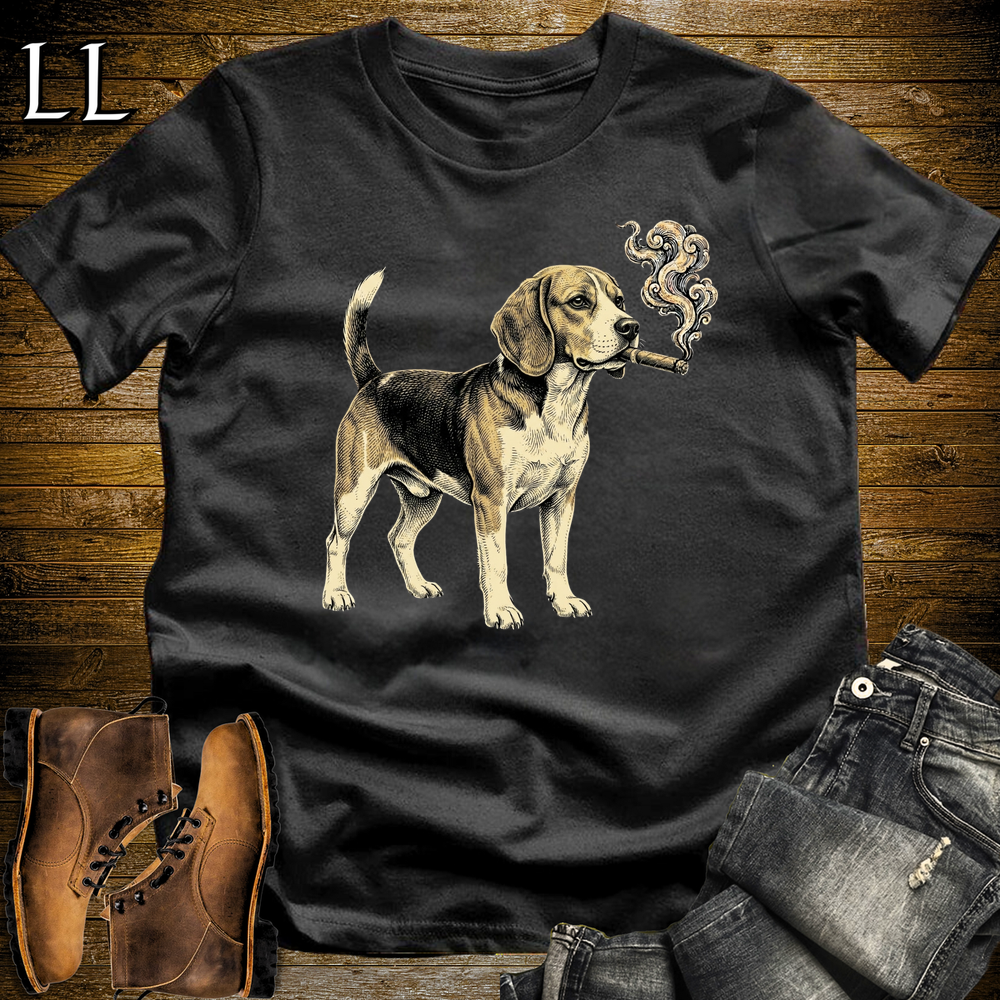 Vintage Cigar Beagle Softstyle T Shirt Black | Cigar Beagle Tee