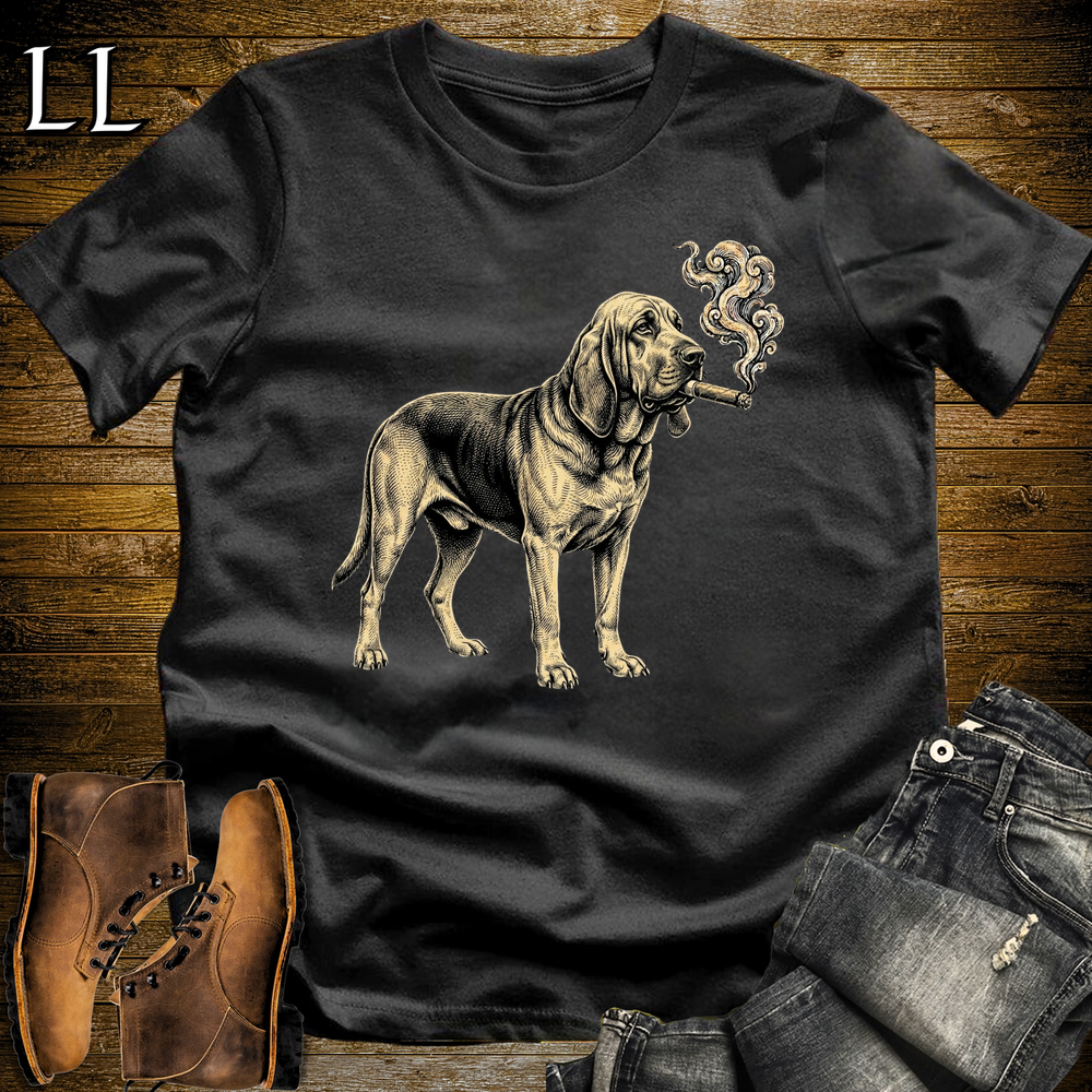 Vintage Cigar Bloodhound Softstyle T Shirt Black | Cigar Bloodhound Tee