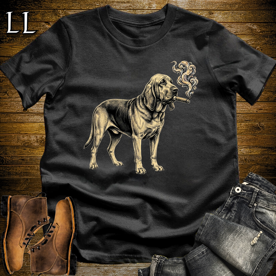 Vintage Cigar Bloodhound Softstyle T Shirt Black | Cigar Bloodhound Tee