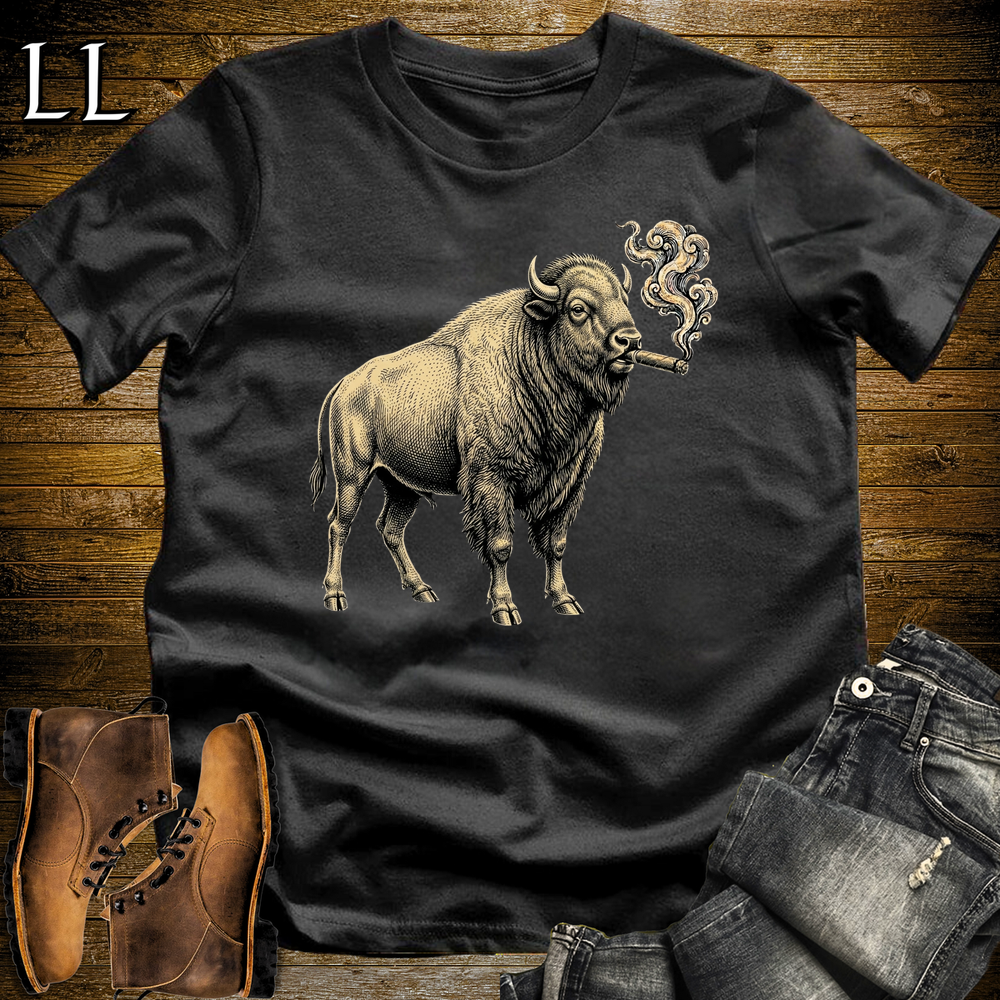 Vintage Cigar Bison Softstyle T Shirt Black | Cigar Bison Tee