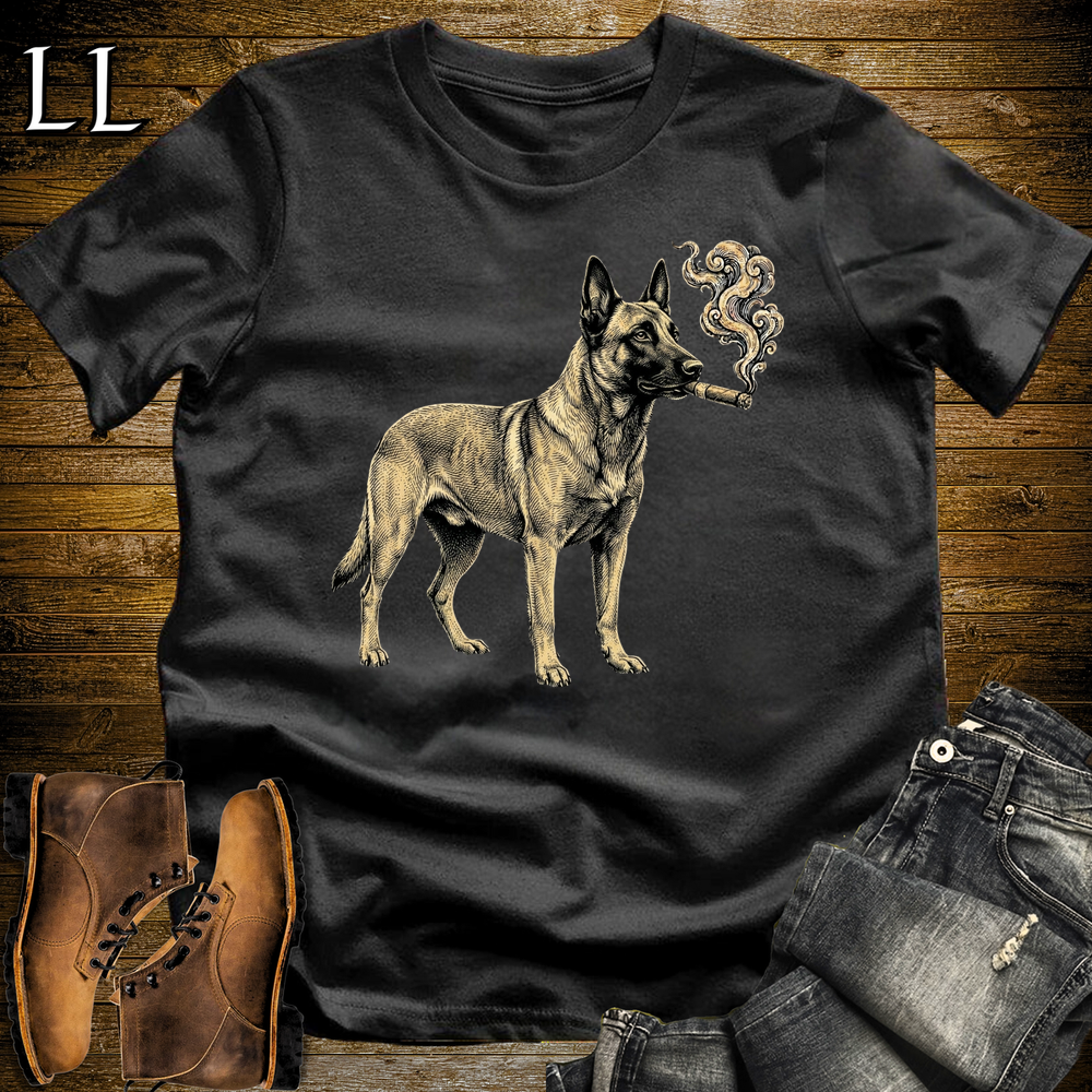 Vintage Cigar Belgian Malinois Softstyle T Shirt Black | Cigar Belgian Malinois Tee