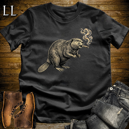 Vintage Cigar Beaver Softstyle T Shirt Black | Cigar Beaver Tee