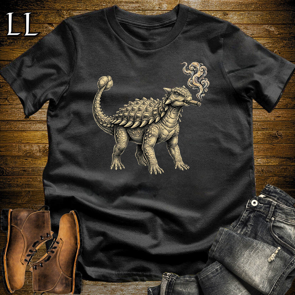 Vintage Cigar Ankylosaurus Softstyle T Shirt Black | Cigar Ankylosaurus Tee