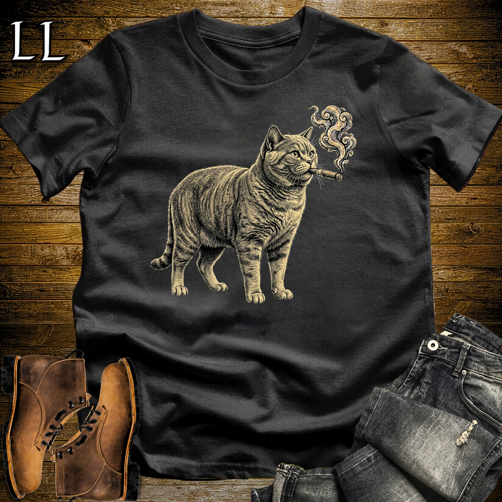 Vintage Cigar British Shorthair Softstyle T Shirt Black | Cigar British Shorthair Tee