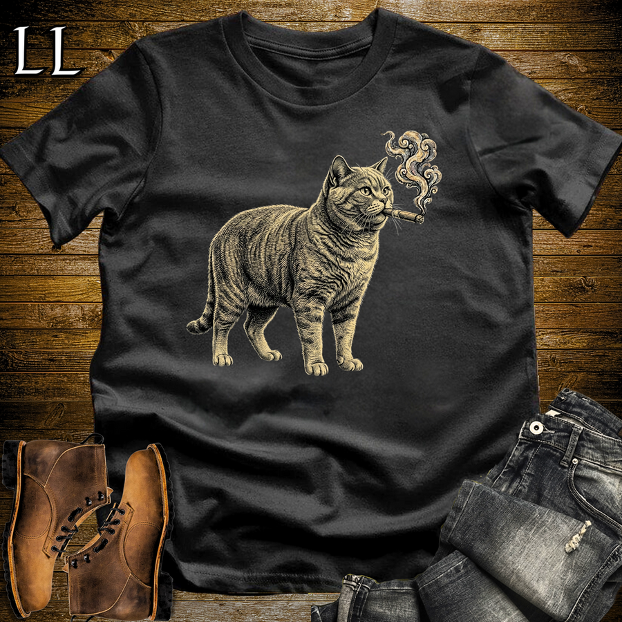 Vintage Cigar British Shorthair Softstyle T Shirt Black | Cigar British Shorthair Tee