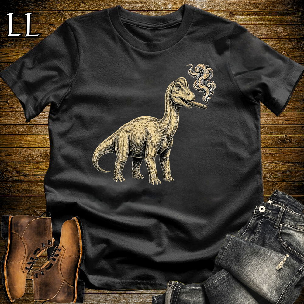 Vintage Cigar Brachiosaurus Softstyle T Shirt Black | Cigar Brachiosaurus Tee